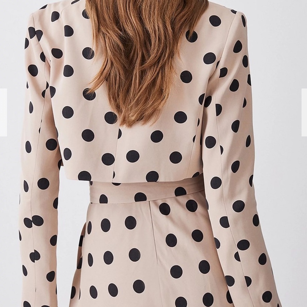 Karen Millen Polka Dot Cropped Jacket - Picture 2 of 8